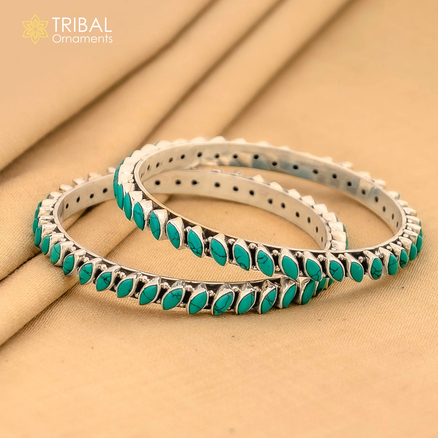 925 sterling silver customized turquoise stone bangle bracelet kada,silver ethnic jewelry nba388 - TRIBAL ORNAMENTS