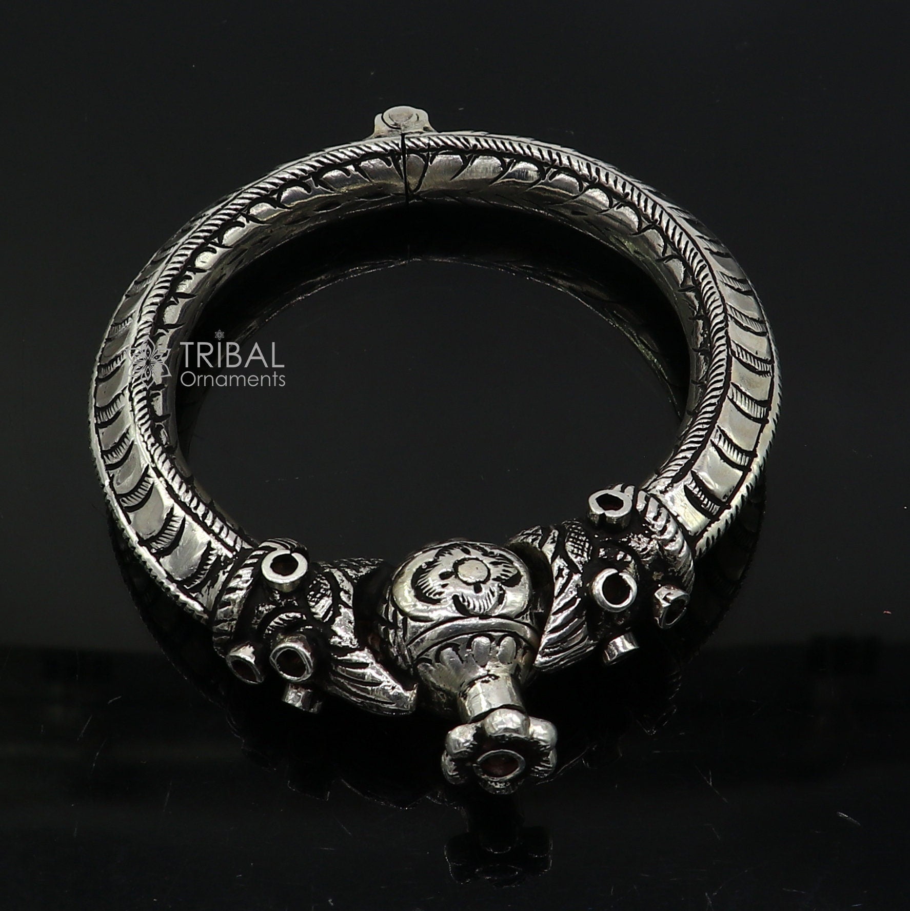 925 sterling silver fabulous crocodile face stylish attractive kada bangle bracelet pretty work attractive tribal belly dance jewelry nsk837 - TRIBAL ORNAMENTS
