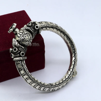 925 sterling silver fabulous crocodile face stylish attractive kada bangle bracelet pretty work attractive tribal belly dance jewelry nsk837 - TRIBAL ORNAMENTS