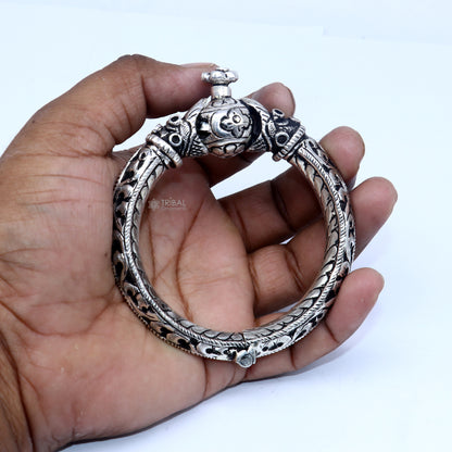 925 sterling silver fabulous crocodile face stylish attractive kada bangle bracelet pretty work attractive tribal belly dance jewelry nsk837 - TRIBAL ORNAMENTS