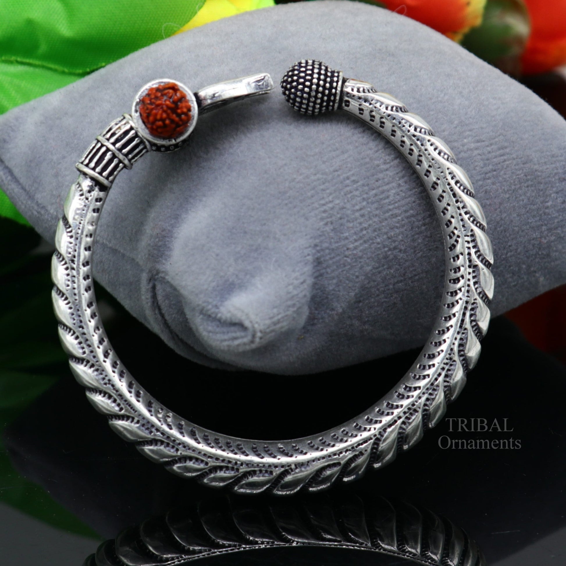 925 sterling silver handmade lord shiva Babubali kada bangle bracelet, best Shiva trident trishul kada, men's gifting jewelry RNSK470 - TRIBAL ORNAMENTS