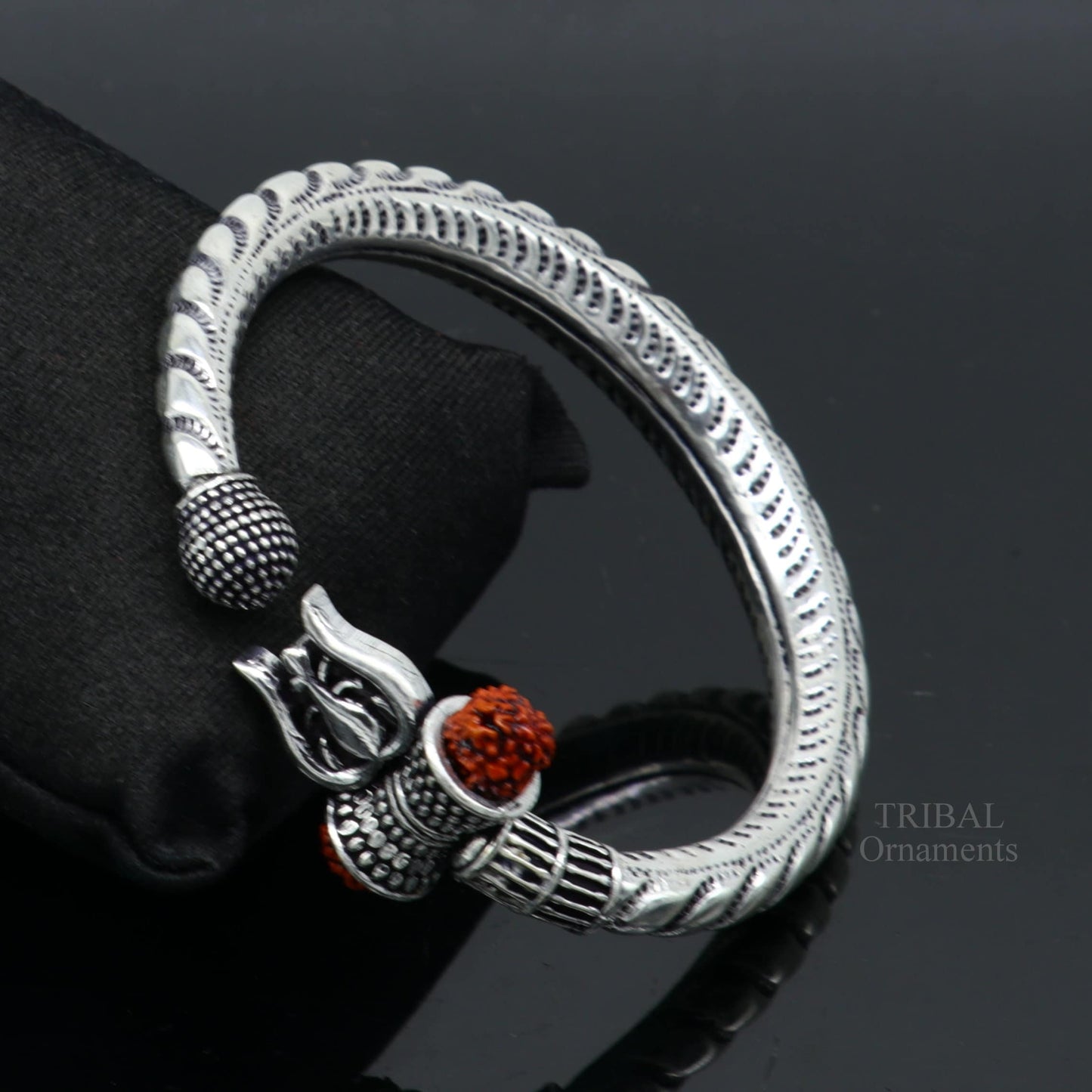 925 sterling silver handmade lord shiva Babubali kada bangle bracelet, best Shiva trident trishul kada, men's gifting jewelry RNSK470 - TRIBAL ORNAMENTS