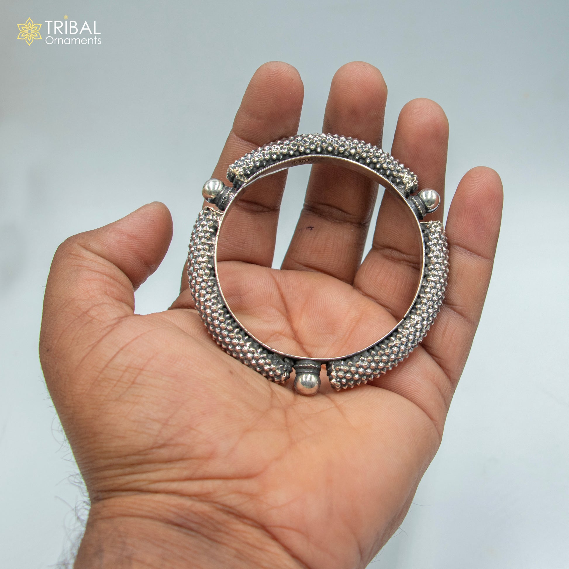 925  Sterling silver vintage style heavy bangle kada tribal jewelry nsk906 - TRIBAL ORNAMENTS