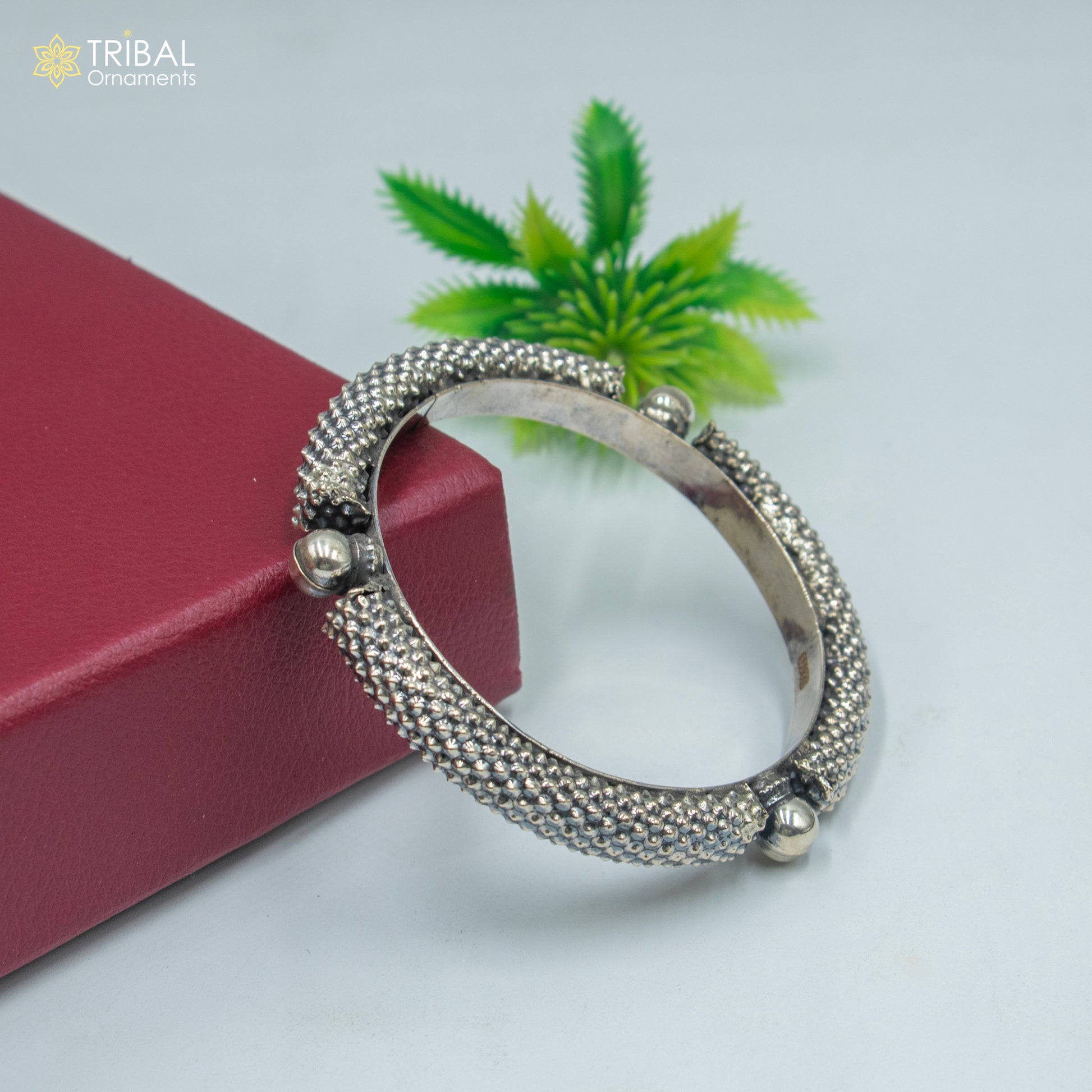 925  Sterling silver vintage style heavy bangle kada tribal jewelry nsk906 - TRIBAL ORNAMENTS