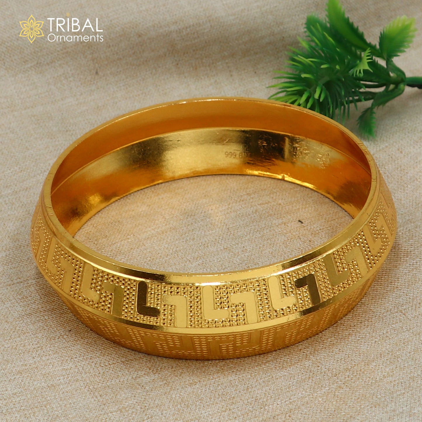 999 pure silver gold polished stylish heavy bangle kada nsk922 - TRIBAL ORNAMENTS