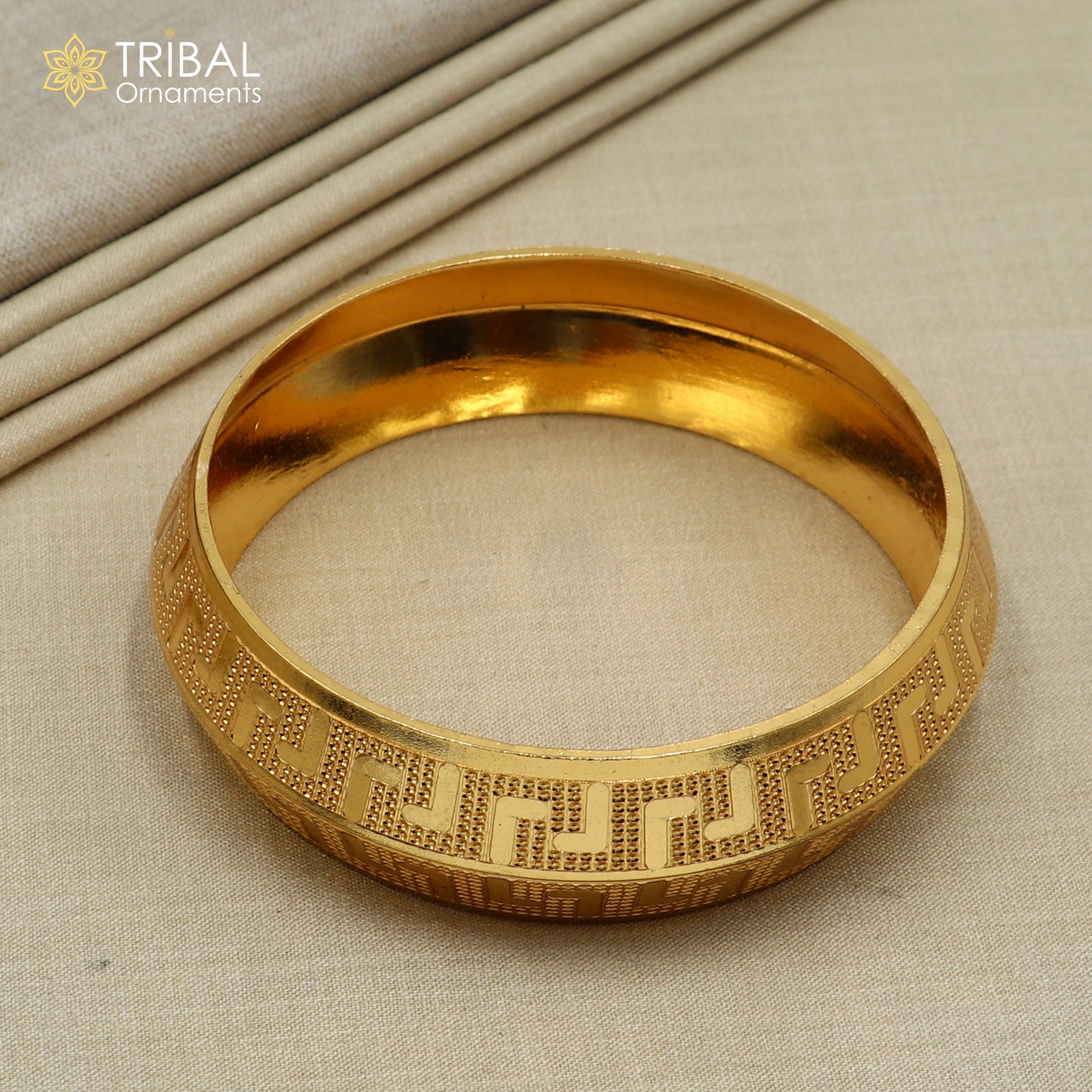 999 pure silver gold polished stylish heavy bangle kada nsk922 - TRIBAL ORNAMENTS