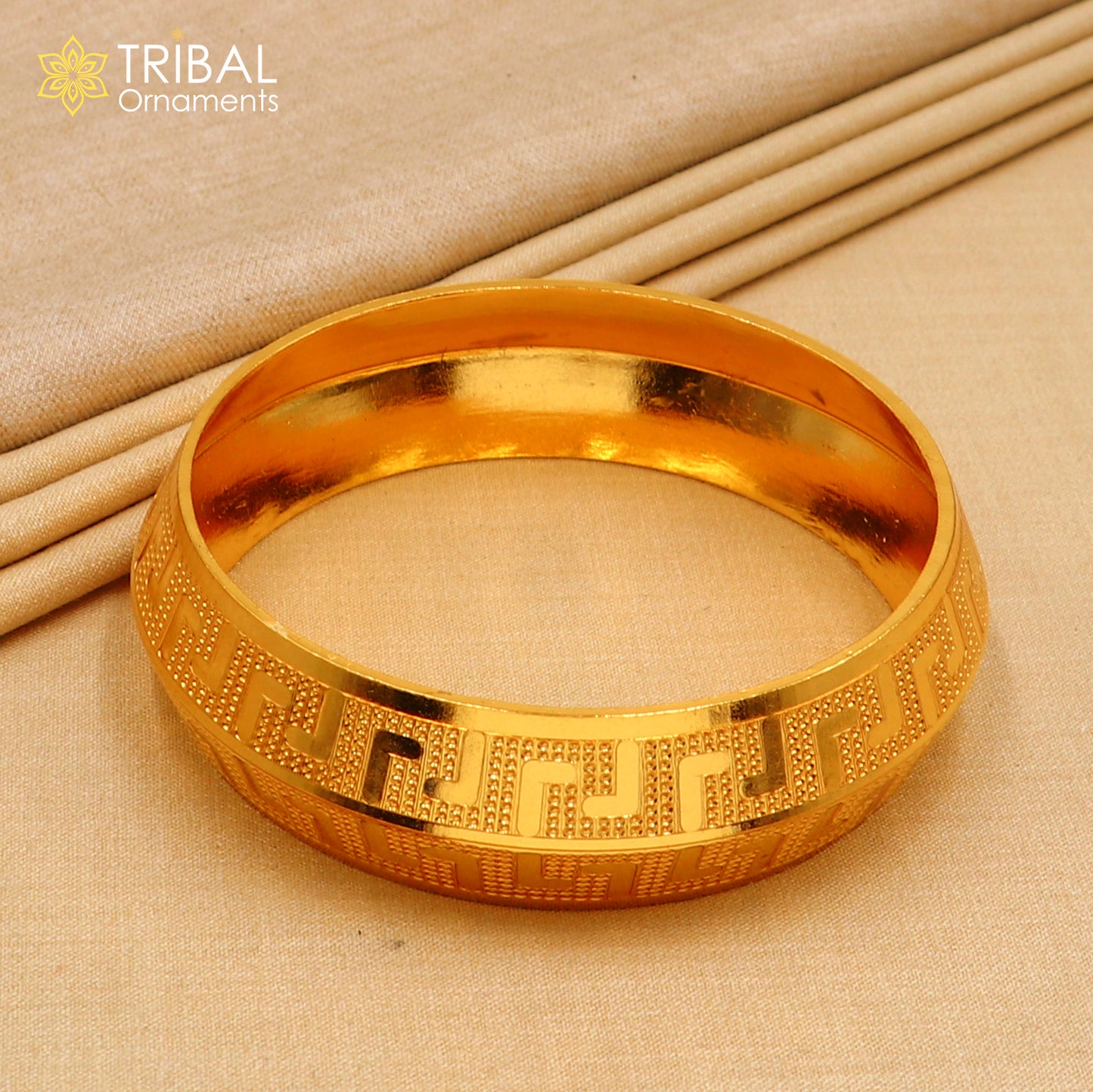 999 pure silver gold polished stylish heavy bangle kada nsk922 - TRIBAL ORNAMENTS