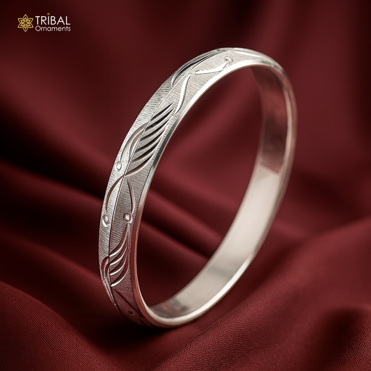 999 pure silver shiny stylish men's bangle kada nsk954 - TRIBAL ORNAMENTS