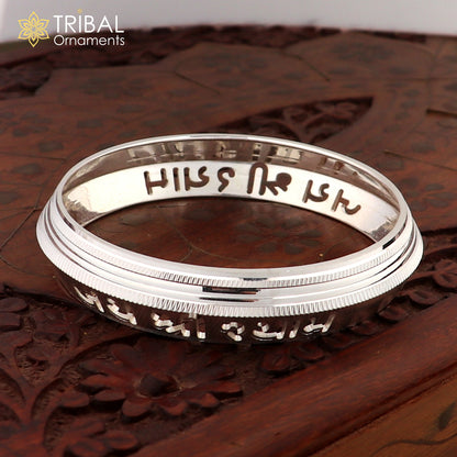 999 pure silver stylish jai shree shayam ( krishna mantra ) shiny bangle kada nsk924 - TRIBAL ORNAMENTS