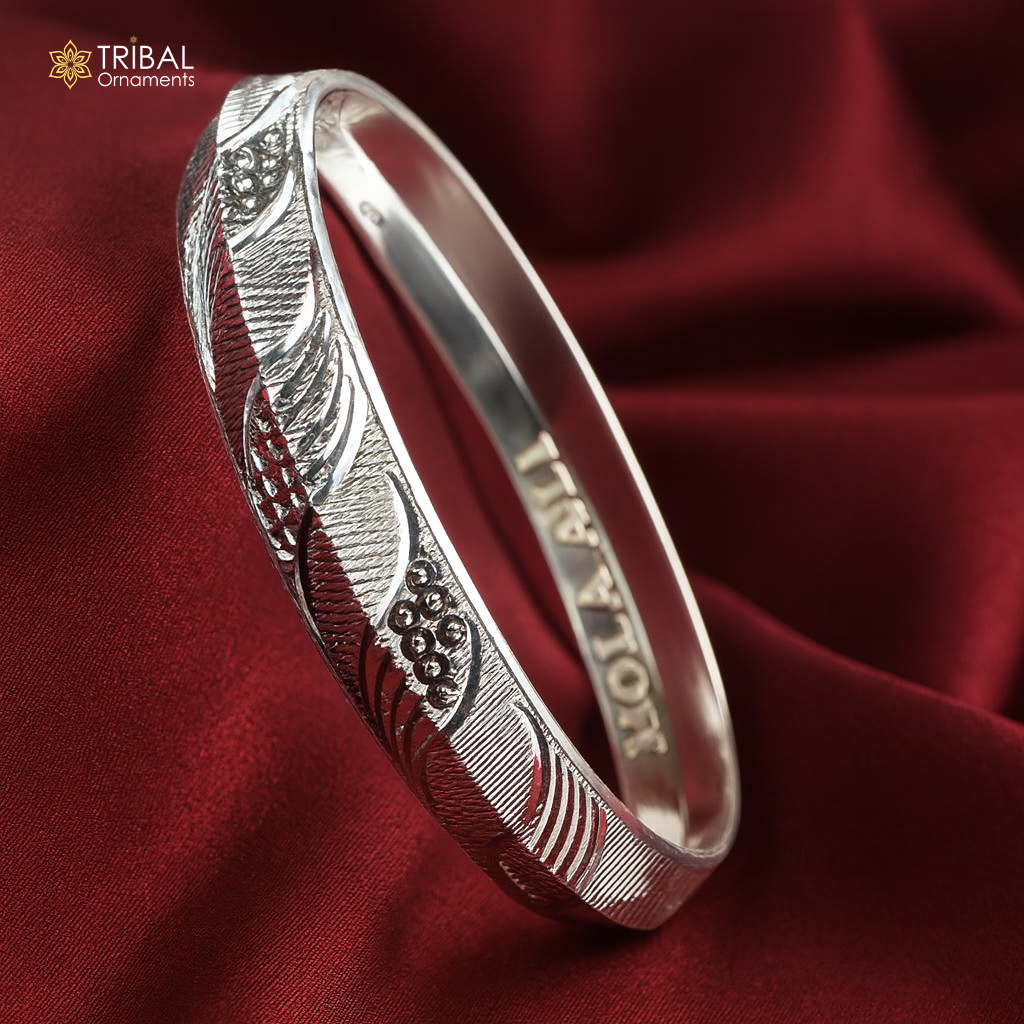 999 pure silver stylish men's bangle kada nsk950 - TRIBAL ORNAMENTS