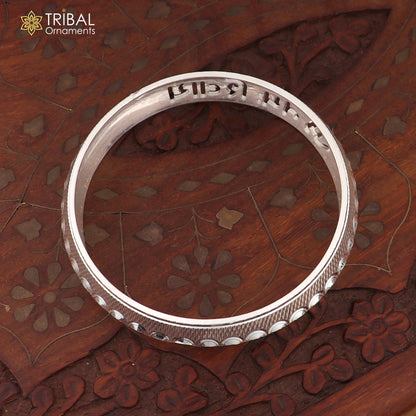 Stylish 999 pure silver Om Namah Shivay bangle featuring Shiva mantra design, crafted by TRIBAL ORNAMENTS.