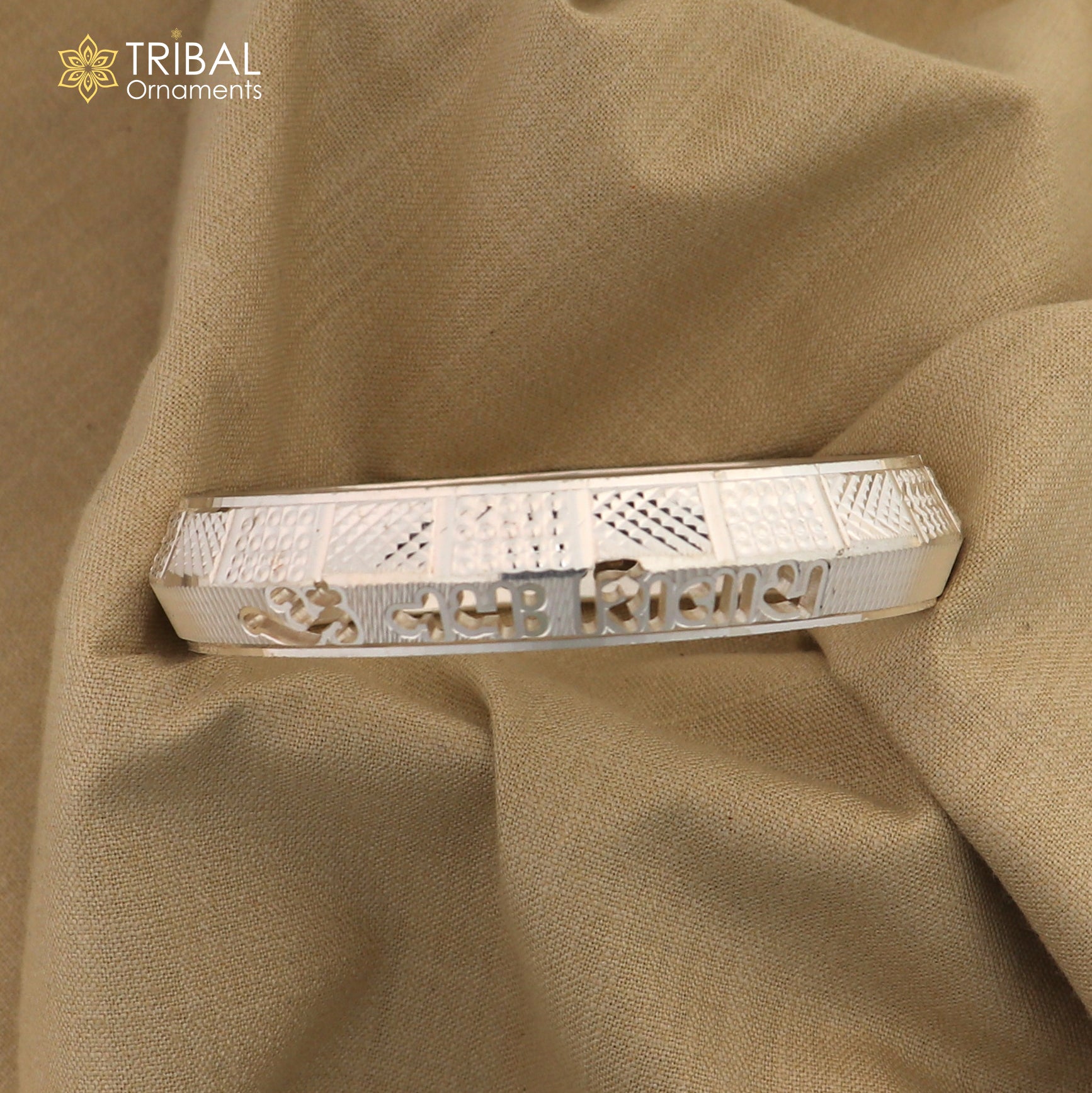 999 pure silver stylish Om namah shivay ( shiva mantra )shiny bangle kada nsk926 - TRIBAL ORNAMENTS