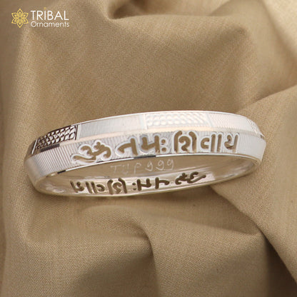 999 pure silver stylish Om namah shivay ( shiva mantra )shiny bangle kada nsk928 - TRIBAL ORNAMENTS
