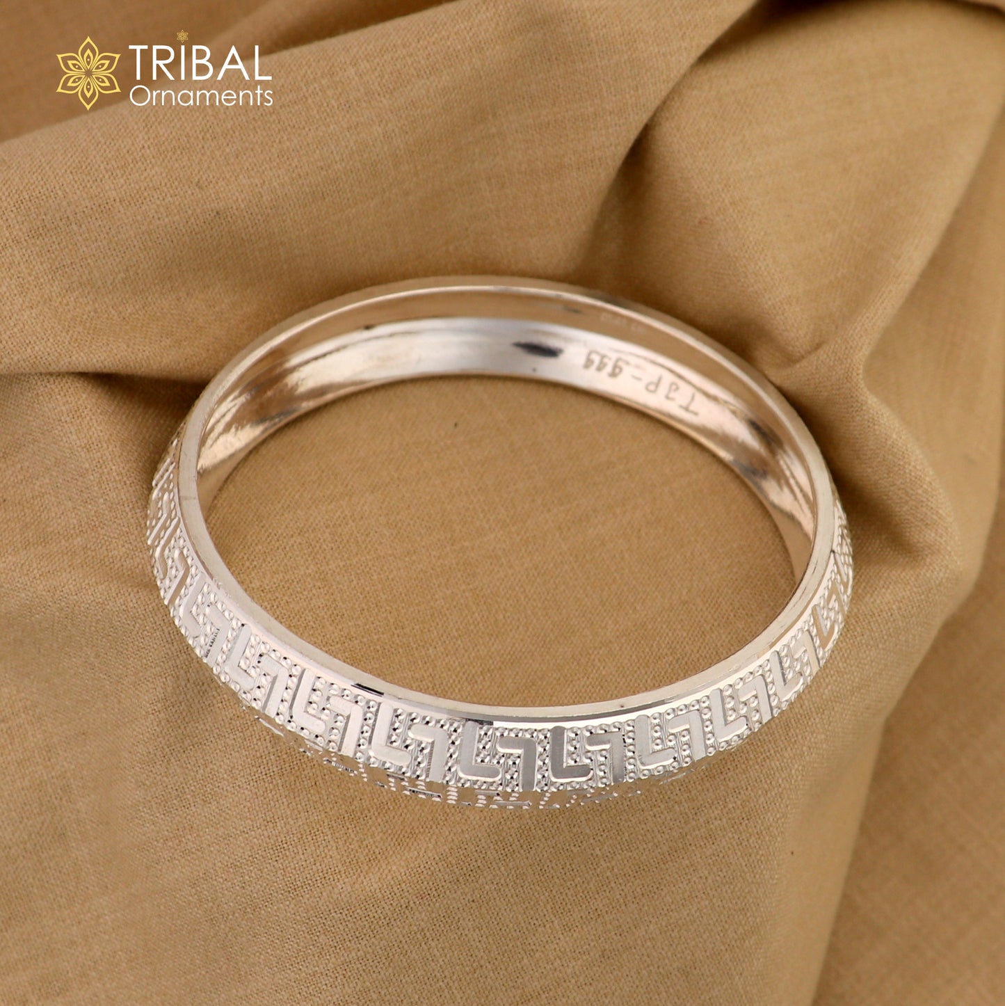 Vintage style 999 pure silver bangle bracelet by Tribal Ornaments, tribal jewelry men's kada, ideal for gifting