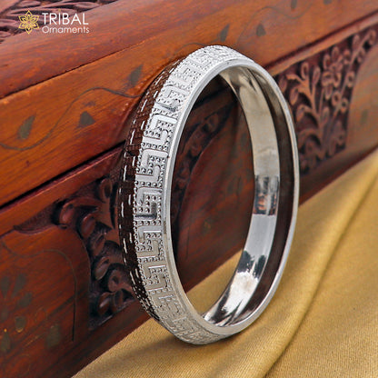 Vintage style 999 pure silver tribal bangle bracelet by Tribal Ornaments, ideal for men's gift, featuring solid silver tribal jewelry design.