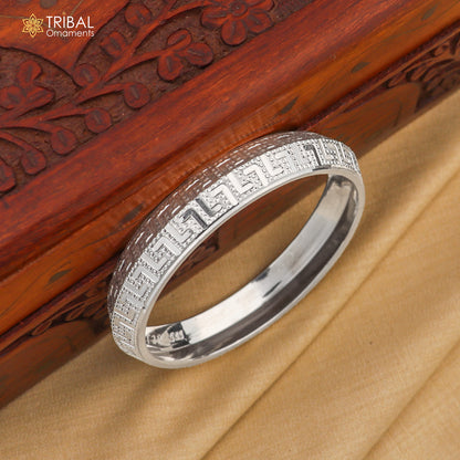 Vintage style 999 pure silver tribal bangle bracelet by Tribal Ornaments, ideal for men's gift, solid silver tribal jewelry.