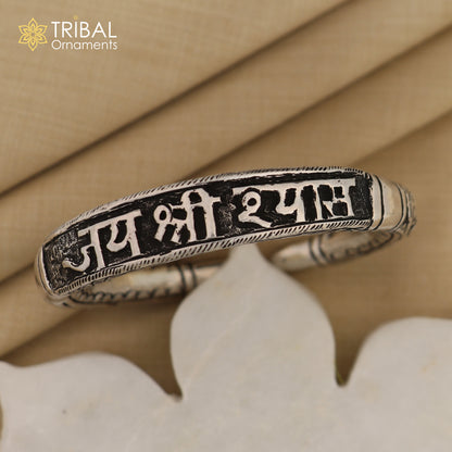 925 silver Jai Shri Shyam Krishna matra kada bangle, unisex tribal jewelry, intricate design, stylish silver bracelet for men and women