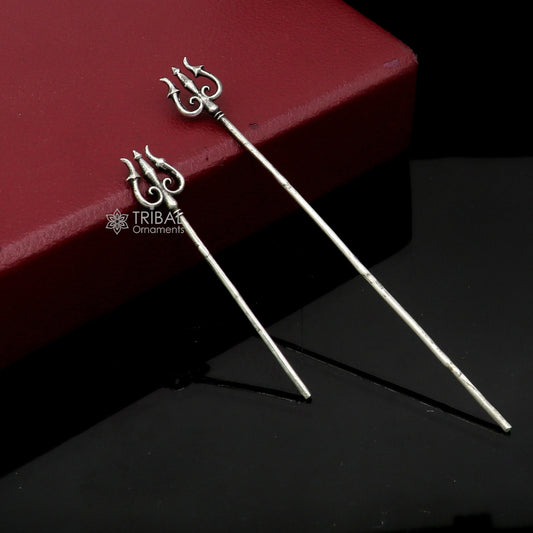 Divine Lord shiva Trident, Solid 925 sterling silver Trishul puja article, goddess trishul trident , god accessories  from india ART769 - TRIBAL ORNAMENTS