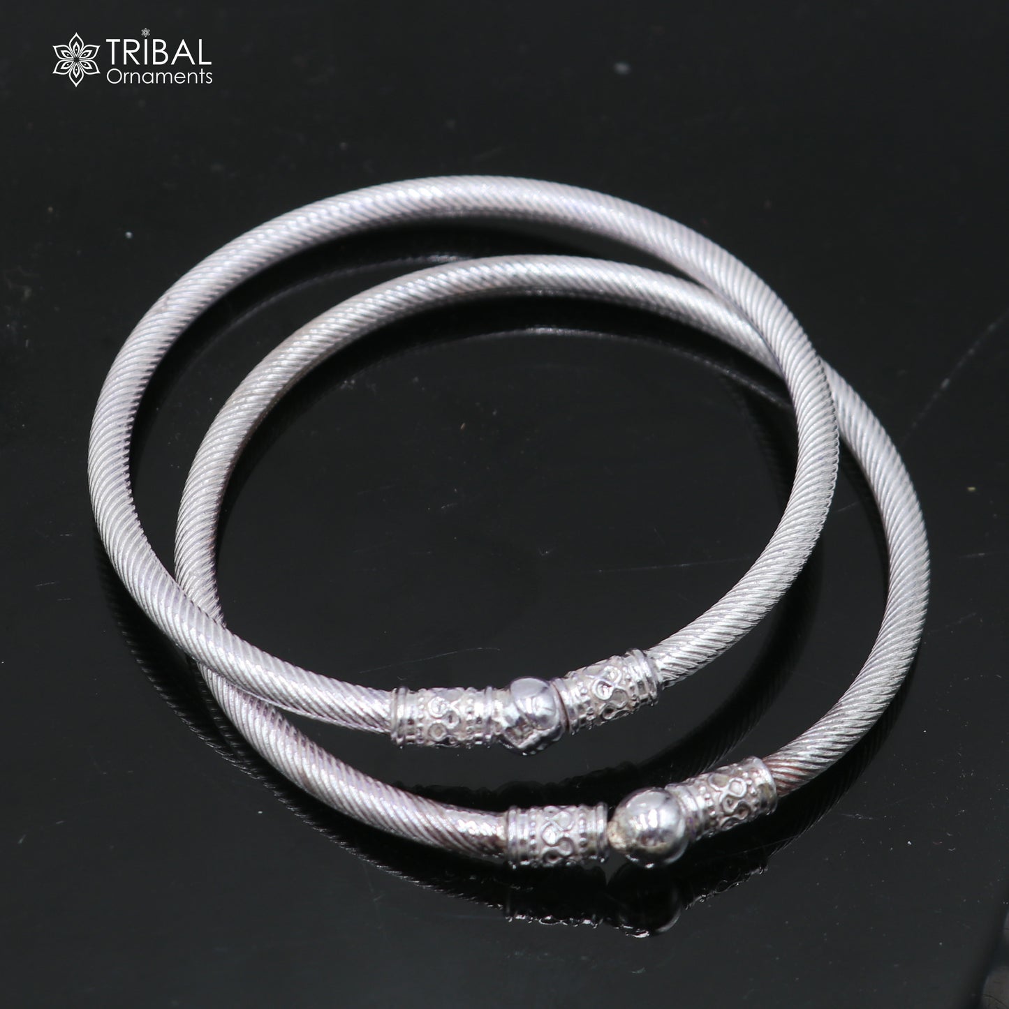 925 Sterling silver customized stylish ball design bangle kada tribal jewelry nba960 - TRIBAL ORNAMENTS