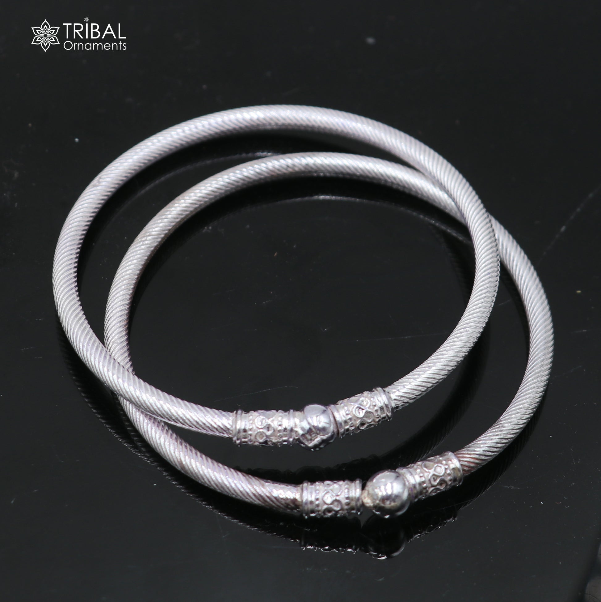 925 Sterling silver customized stylish ball design bangle kada tribal jewelry nba960 - TRIBAL ORNAMENTS