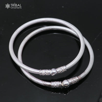 Sterling silver customized stylish ball design bangle kada from Tribal Ornaments, featuring tribal jewelry style and intricate craftsmanship.