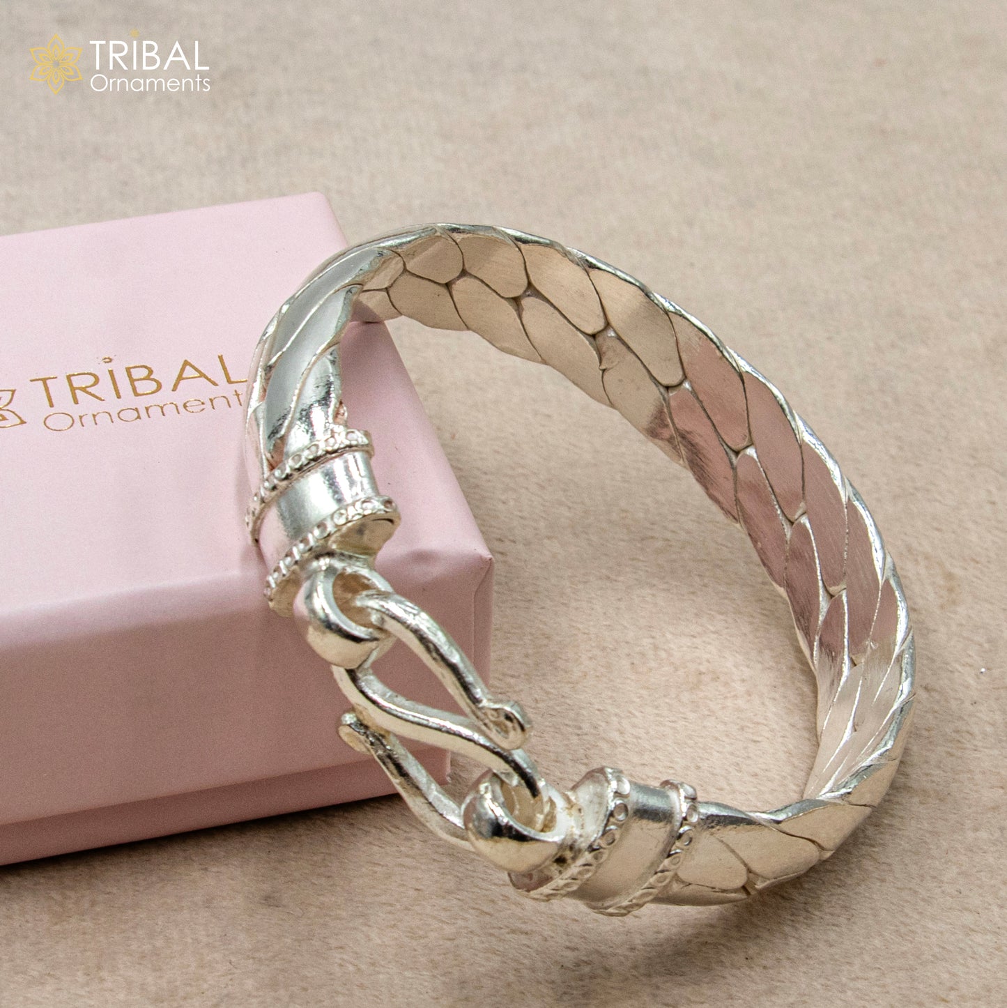 925 Solid Sterling silver handmade vintage style heavy bangle bracelet kada tribal jewelry best for men's gifting silver articles nsk900 - TRIBAL ORNAMENTS