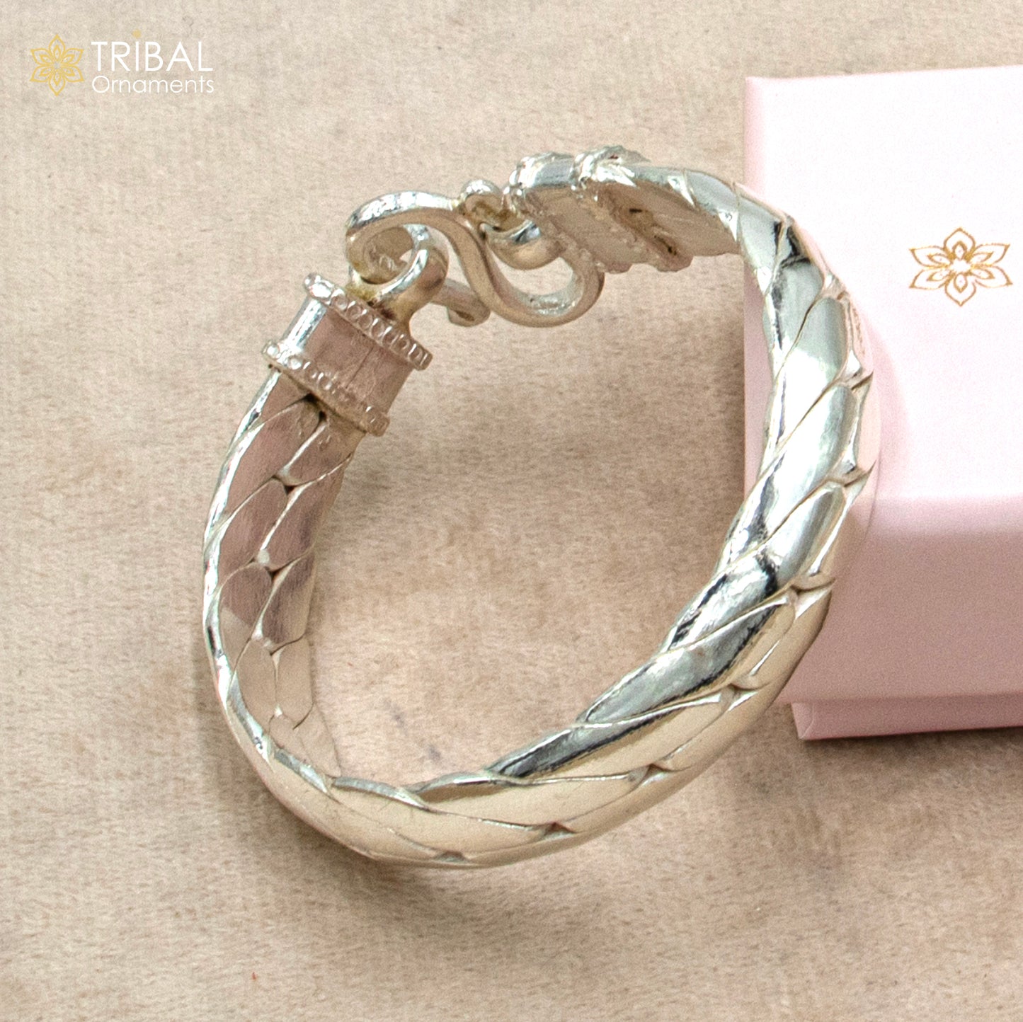 925 Solid Sterling silver handmade vintage style heavy bangle bracelet kada tribal jewelry best for men's gifting silver articles nsk900 - TRIBAL ORNAMENTS