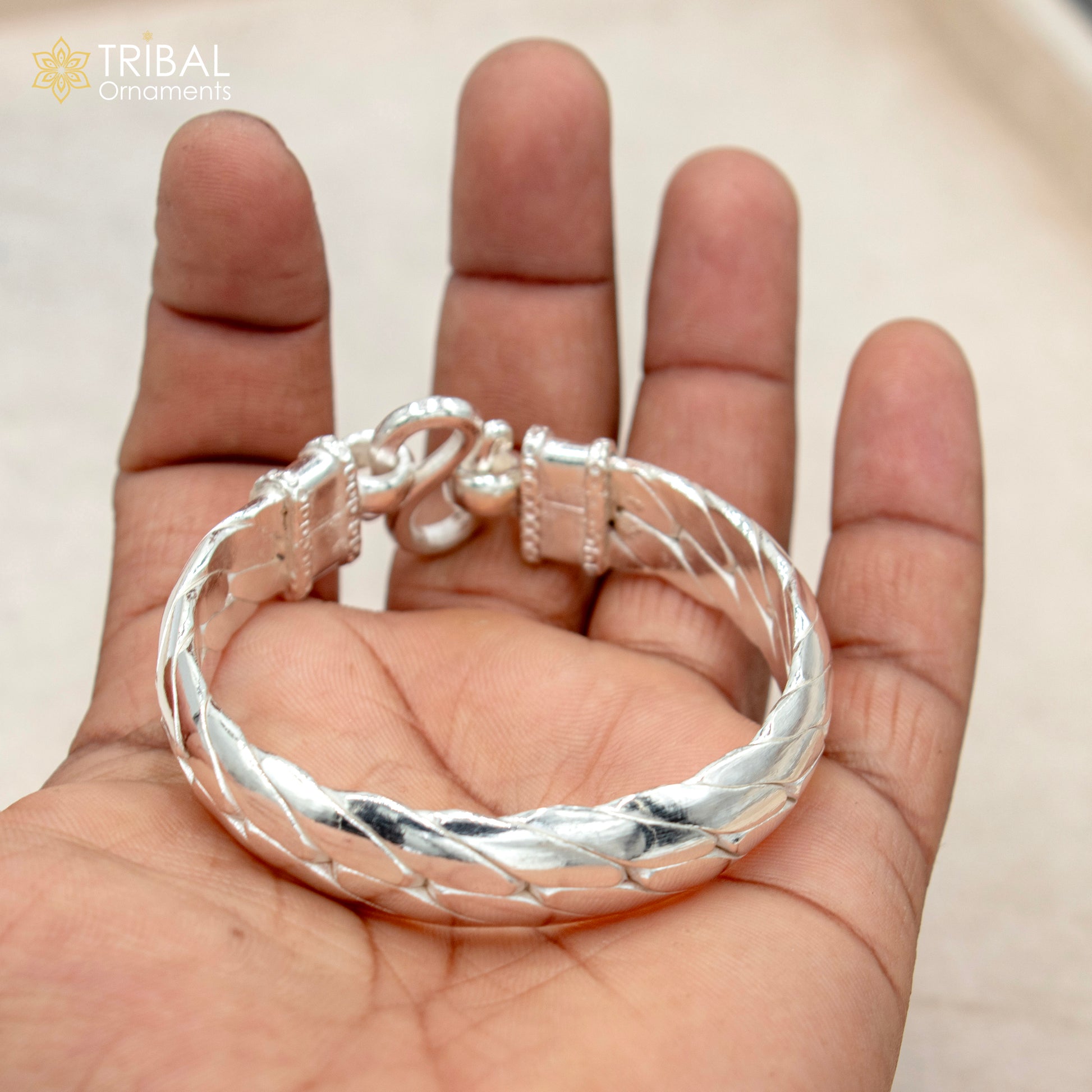 925 Solid Sterling silver handmade vintage style heavy bangle bracelet kada tribal jewelry best for men's gifting silver articles nsk900 - TRIBAL ORNAMENTS