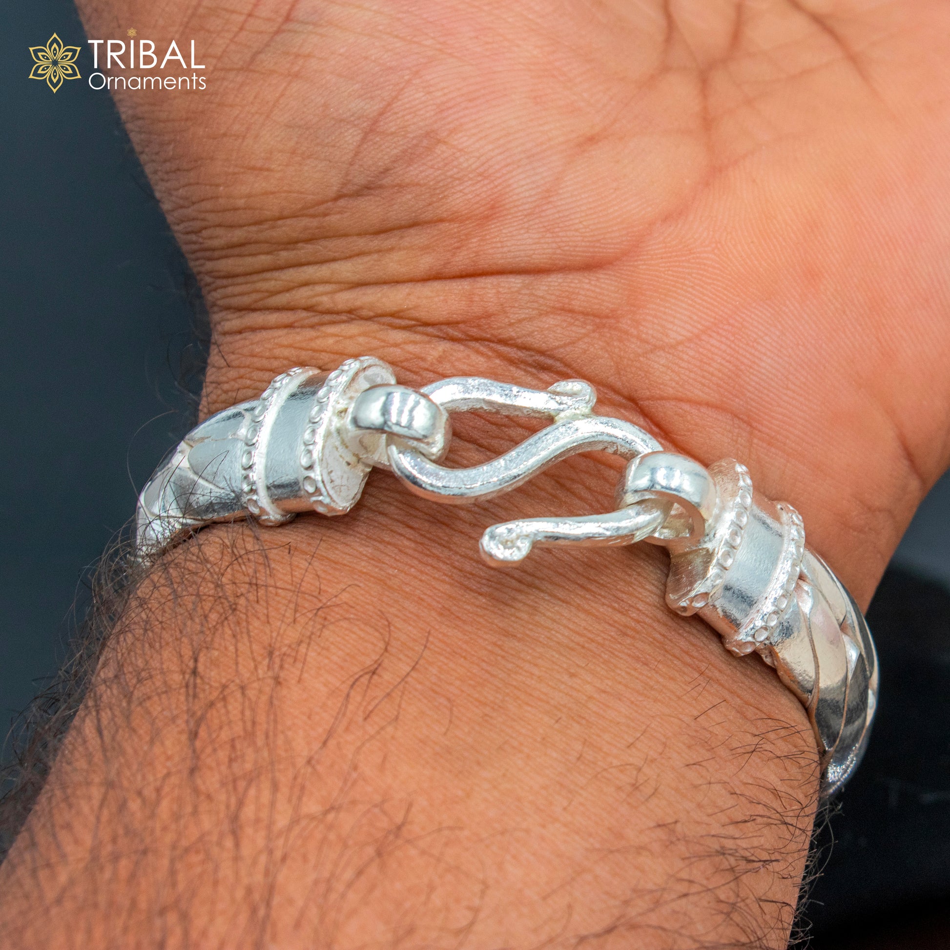 925 Solid Sterling silver handmade vintage style heavy bangle bracelet kada tribal jewelry best for men's gifting silver articles nsk900 - TRIBAL ORNAMENTS