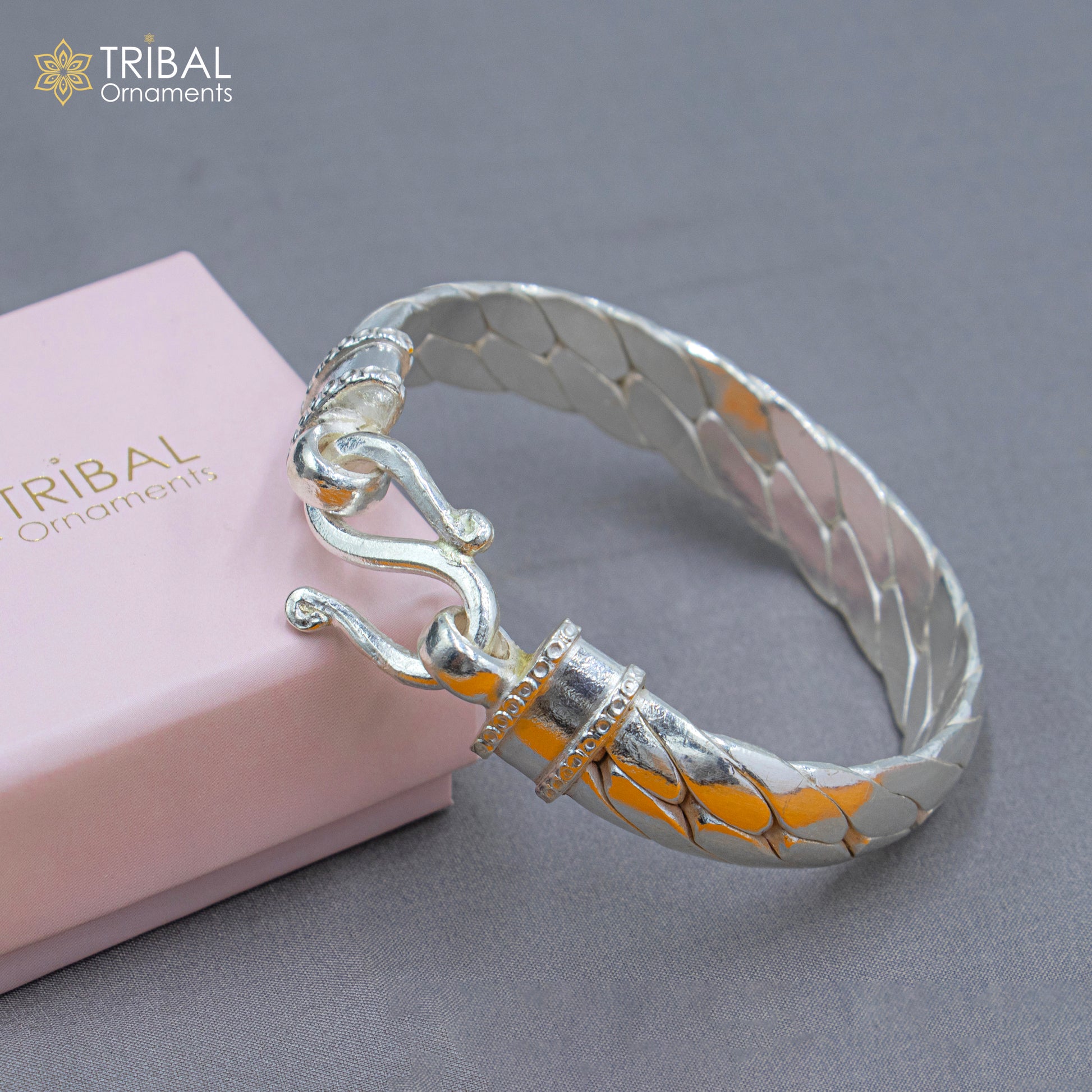 925 Solid Sterling silver handmade vintage style heavy bangle bracelet kada tribal jewelry best for men's gifting silver articles nsk900 - TRIBAL ORNAMENTS