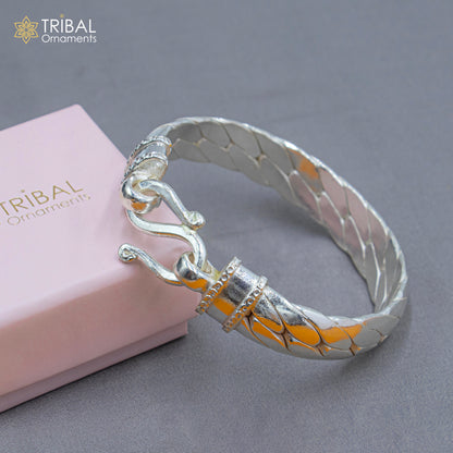 925 Solid Sterling silver handmade vintage style heavy bangle bracelet kada tribal jewelry best for men's gifting silver articles nsk900 - TRIBAL ORNAMENTS