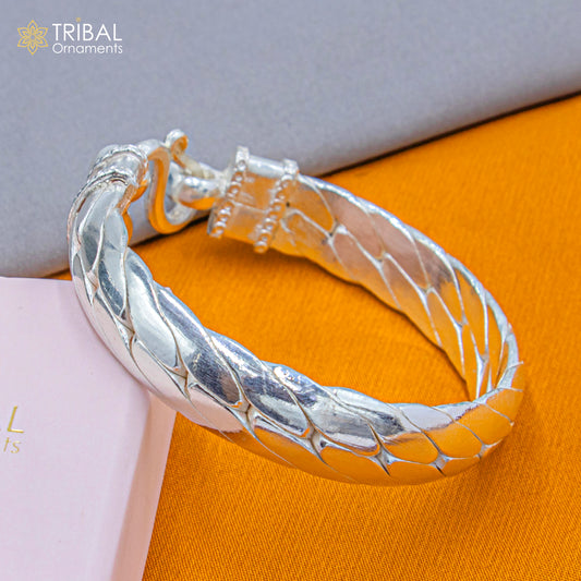 925 Solid Sterling silver handmade vintage style heavy bangle bracelet kada tribal jewelry best for men's gifting silver articles nsk900 - TRIBAL ORNAMENTS
