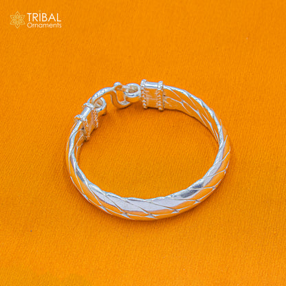 925 Solid Sterling silver handmade vintage style heavy bangle bracelet kada tribal jewelry best for men's gifting silver articles nsk900 - TRIBAL ORNAMENTS
