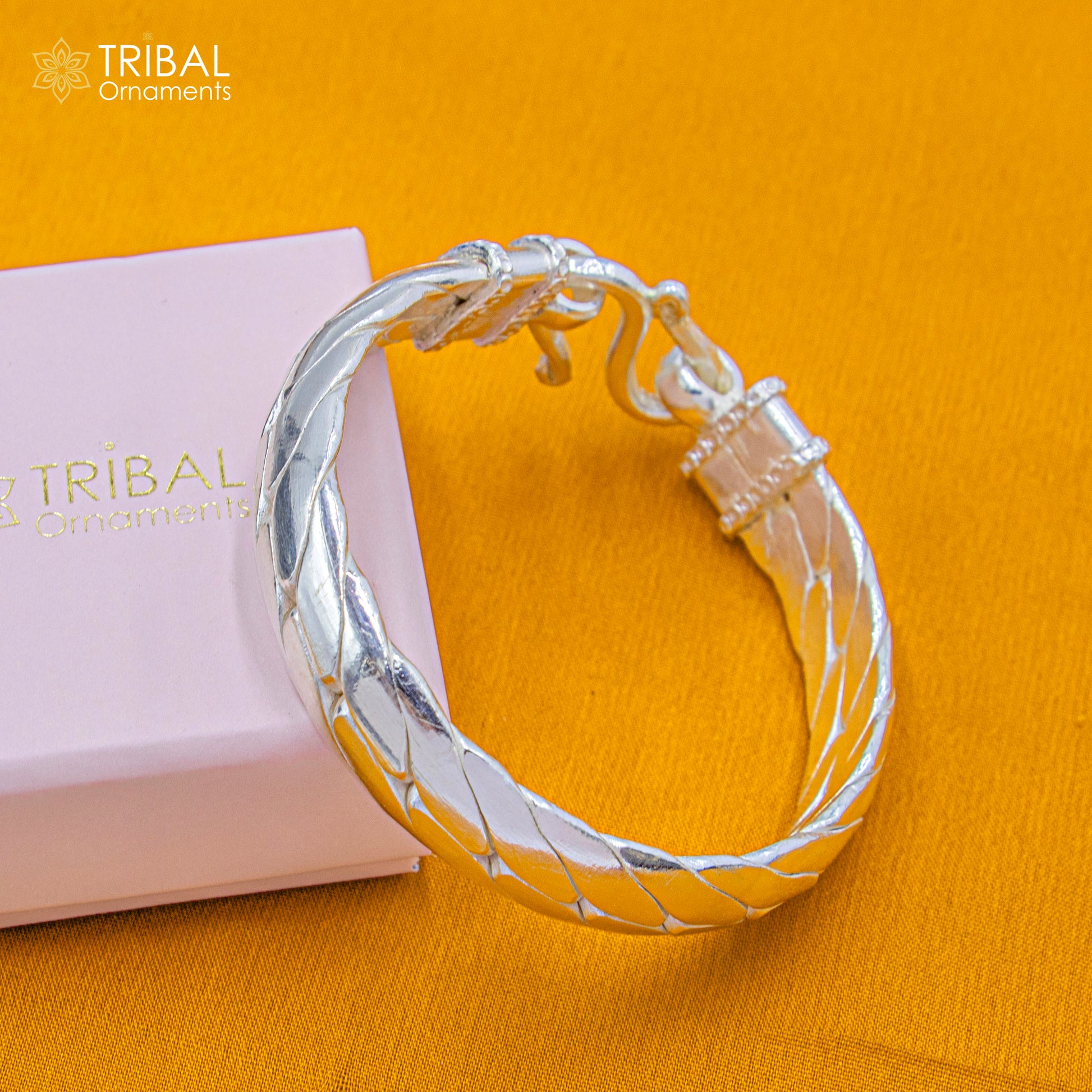 925 Solid Sterling silver handmade vintage style heavy bangle bracelet kada tribal jewelry best for men's gifting silver articles nsk900 - TRIBAL ORNAMENTS