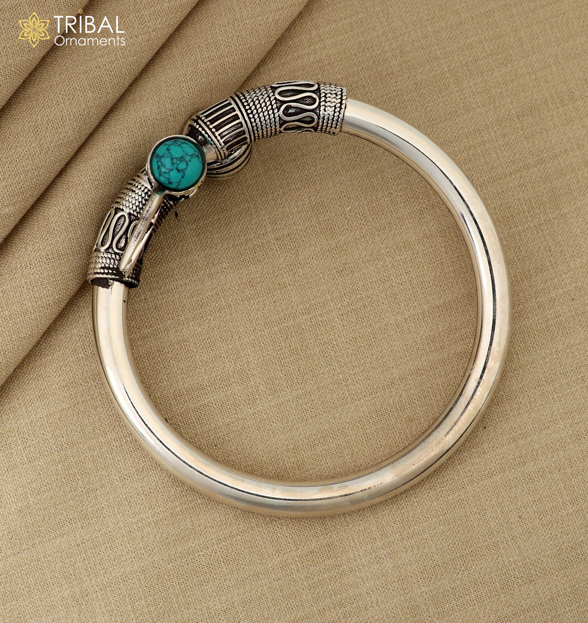 925 sterling silver lord Shiva trident kada, bangle Trishul bracelet turquoise kada nsk616 - TRIBAL ORNAMENTS