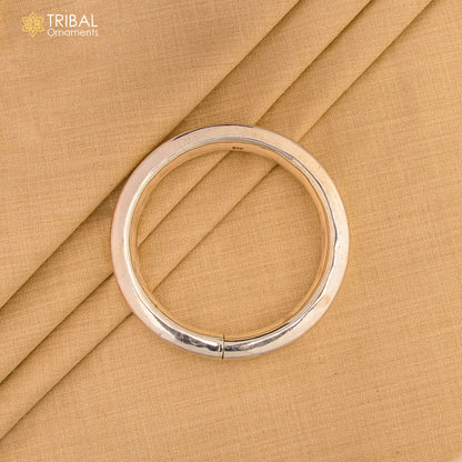 Sterling silver bangle bracelet or kada with a shiny, plain finish, suitable for men or girls, from TRIBAL ORNAMENTS.