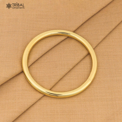 Unisex Ashtdhatu kada bangle with round tube design, customized plain style, tribal jewelry by TRIBAL ORNAMENTS
