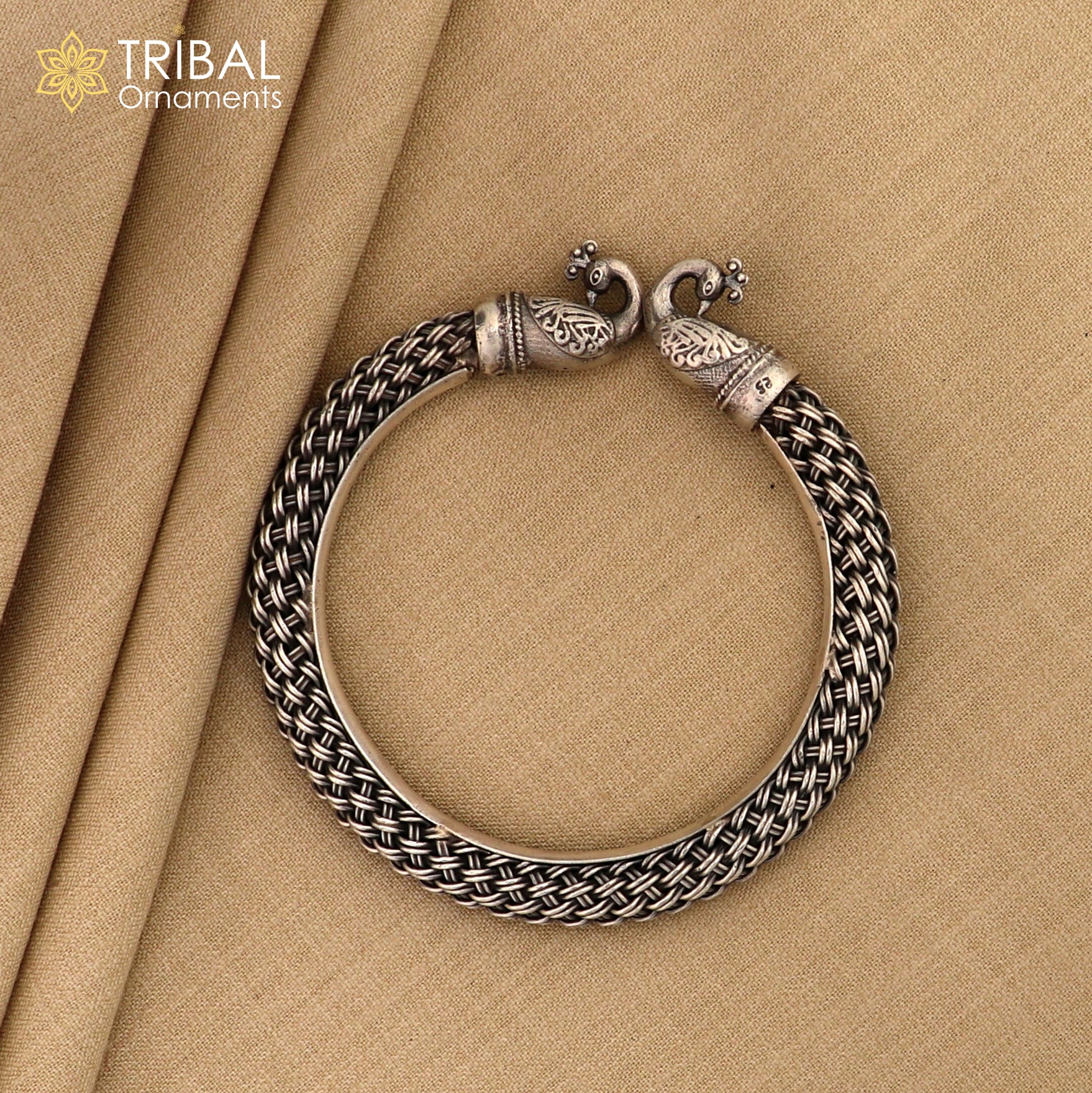 925 sterling silver handmade fashionable vintage peacock design bangle bracelet kada, unisex customized personalized hip-hop jewelry nsk845 - TRIBAL ORNAMENTS
