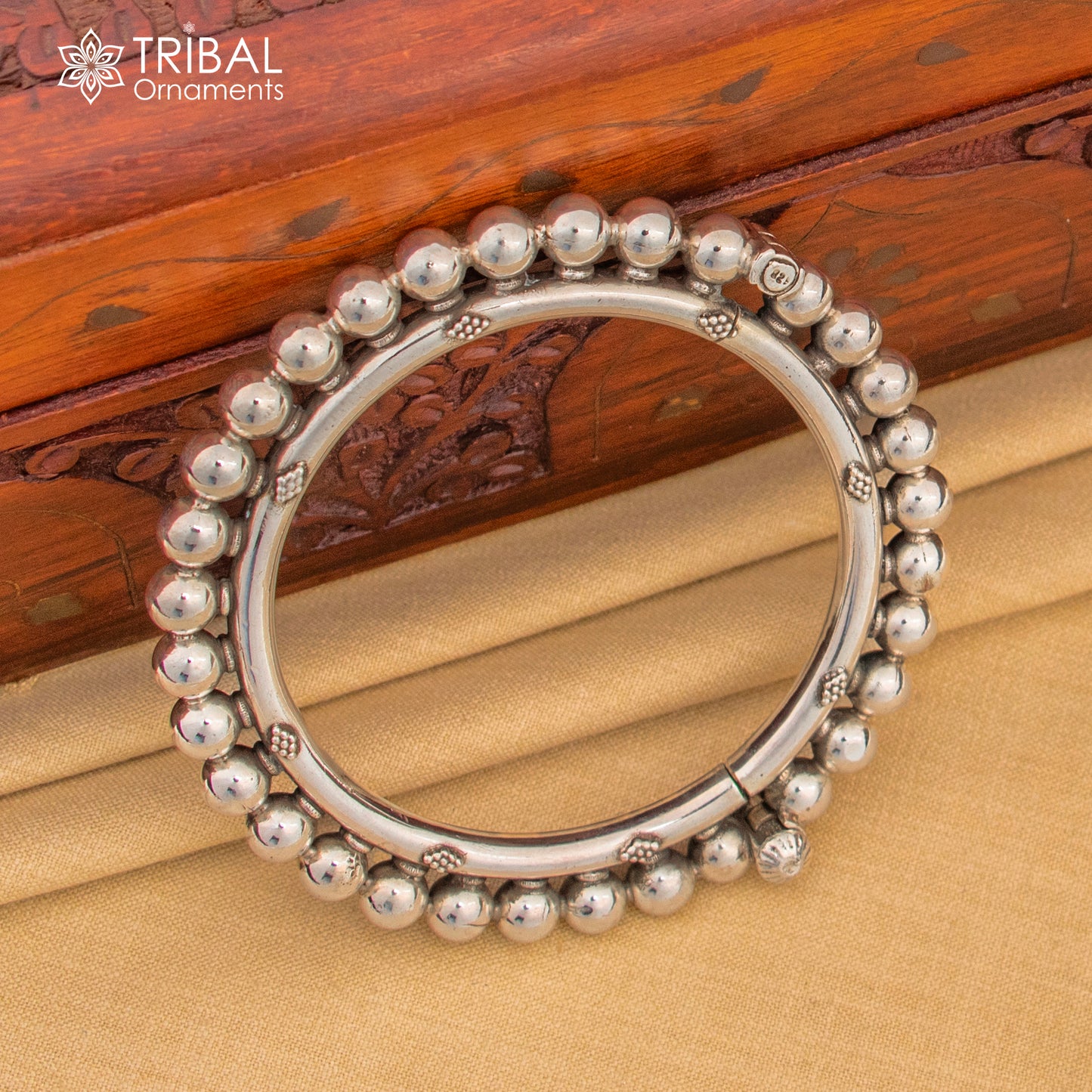 925 sterling silver beaded design unique style bangle bracelet,nba411 - TRIBAL ORNAMENTS