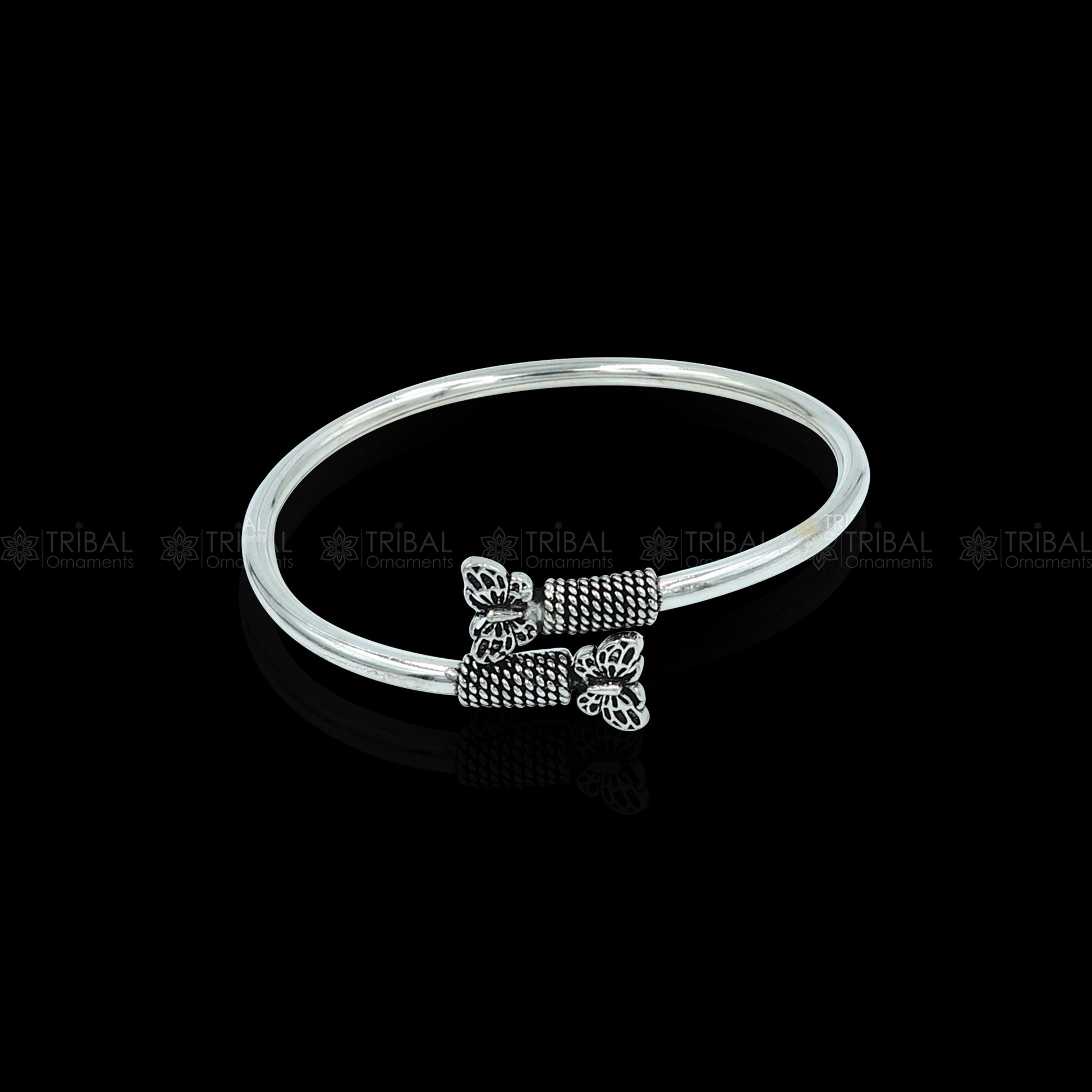 925 sterling silver handmade butterfly design stylish kada bangle bracelet tribal jewelry nsk875 - TRIBAL ORNAMENTS