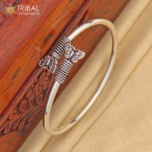 925 sterling silver butterfly design stylish kada bangle bracelet tribal jewelry nsk875 - TRIBAL ORNAMENTS