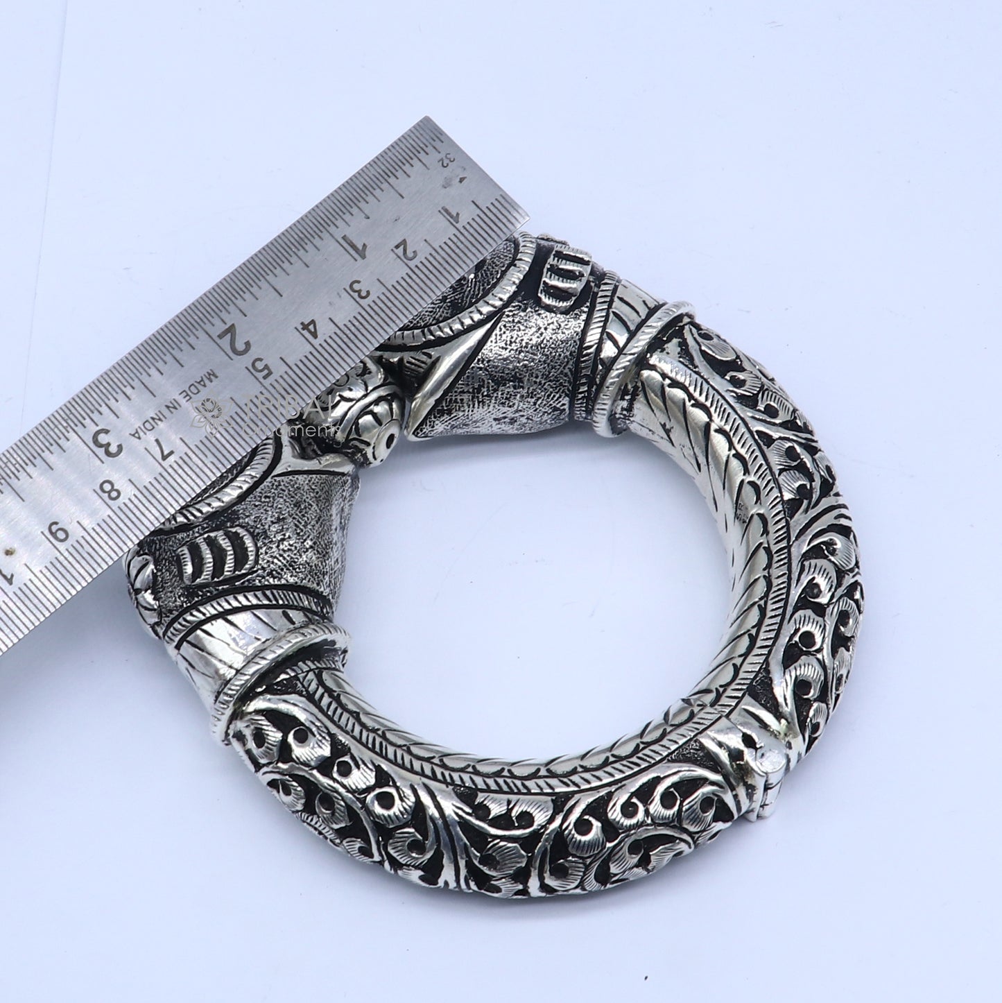 925 sterling silver handmade chitai work elephant face fabulous vintage bangle bracelet kada, garba and dancing ethnic jewelry NSK843 - TRIBAL ORNAMENTS