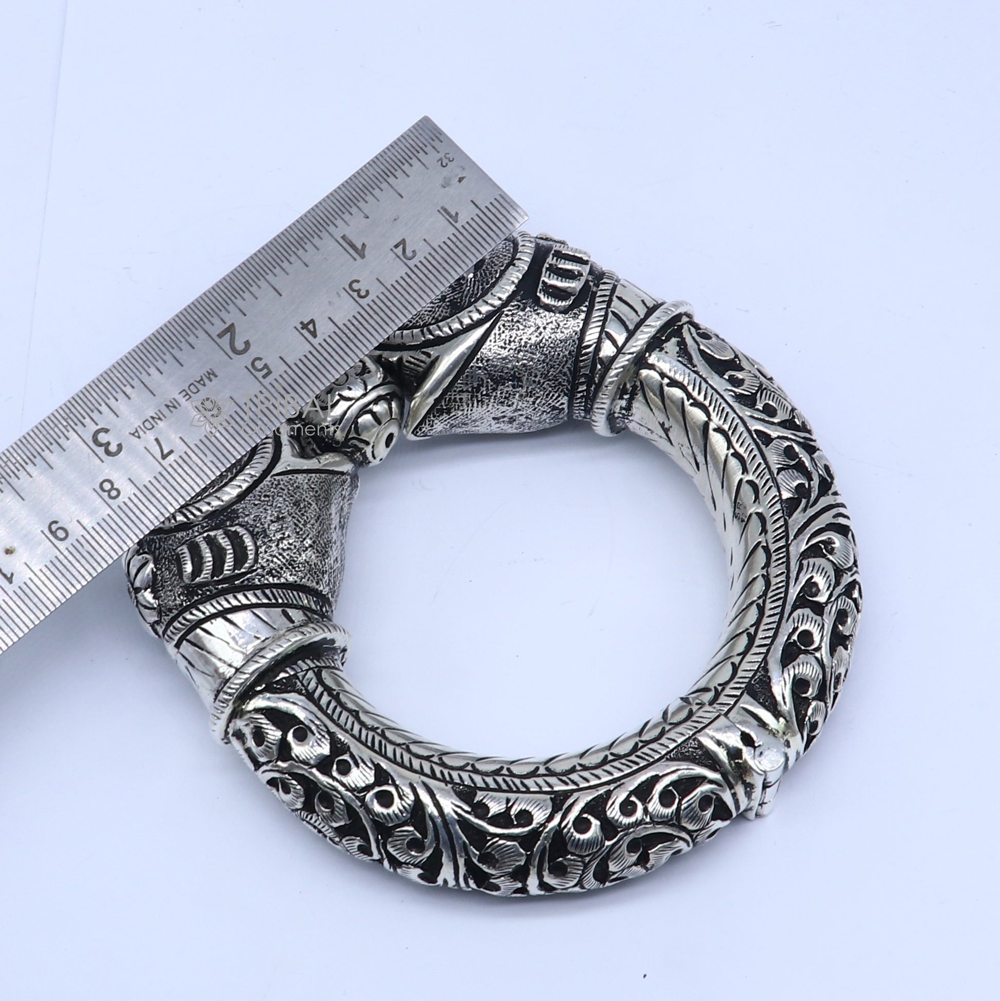 925 sterling silver handmade chitai work elephant face fabulous vintage bangle bracelet kada, garba and dancing ethnic jewelry NSK843 - TRIBAL ORNAMENTS