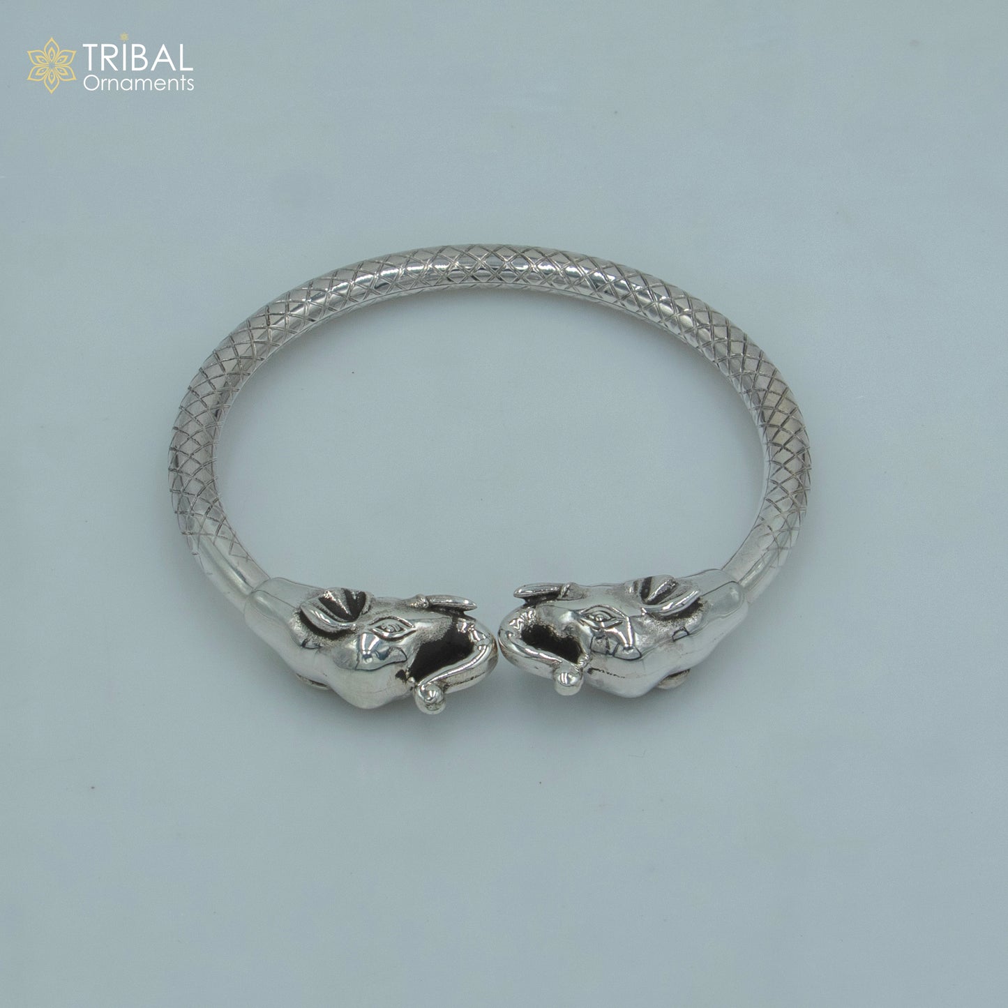 925 sterling silver handmade Elephant design bangle bracelet kada nsk887 - TRIBAL ORNAMENTS
