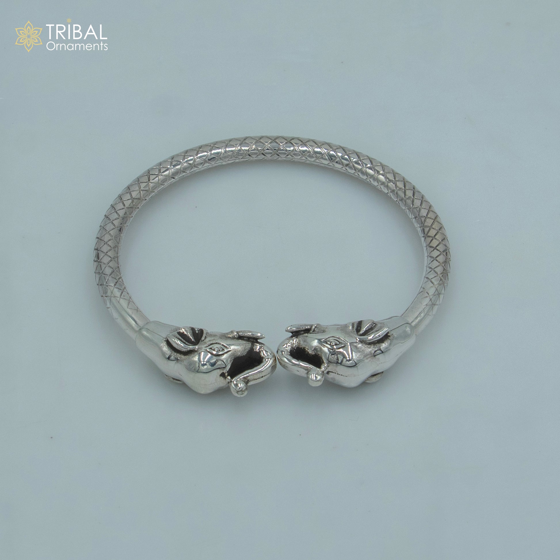 925 sterling silver handmade Elephant design bangle bracelet kada nsk887 - TRIBAL ORNAMENTS