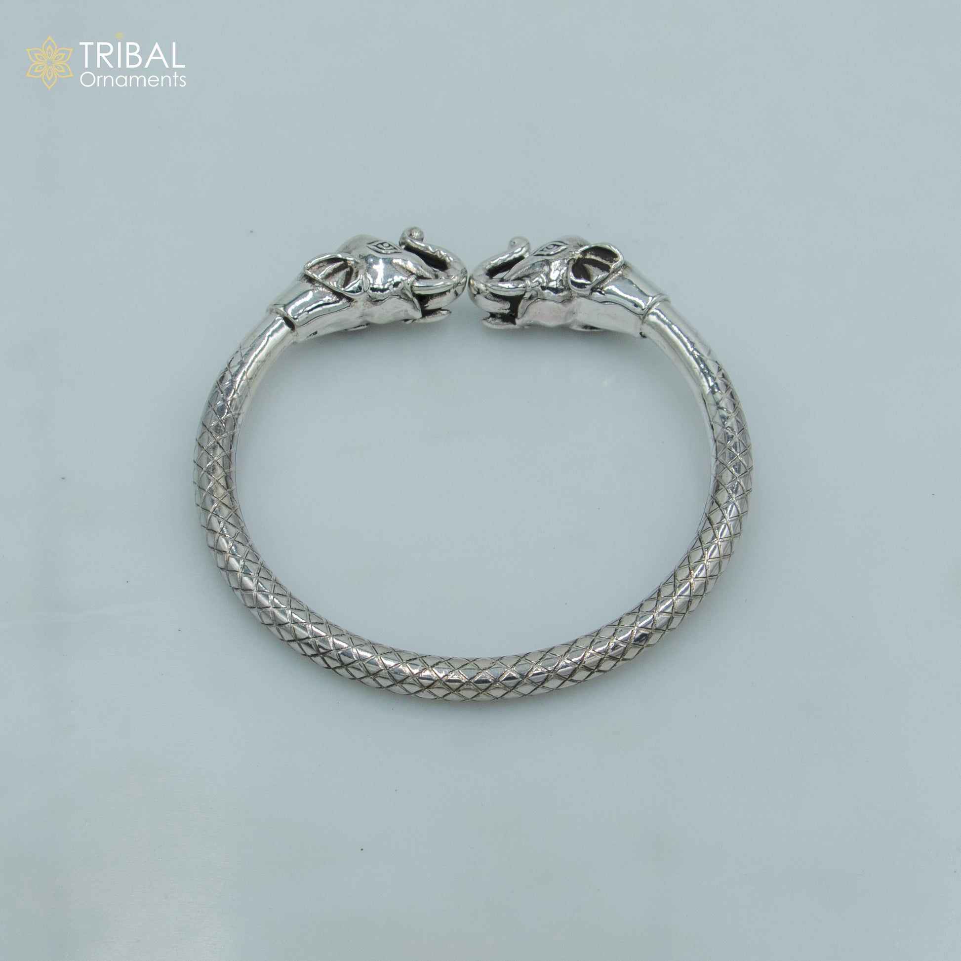 925 sterling silver handmade Elephant design bangle bracelet kada nsk887 - TRIBAL ORNAMENTS