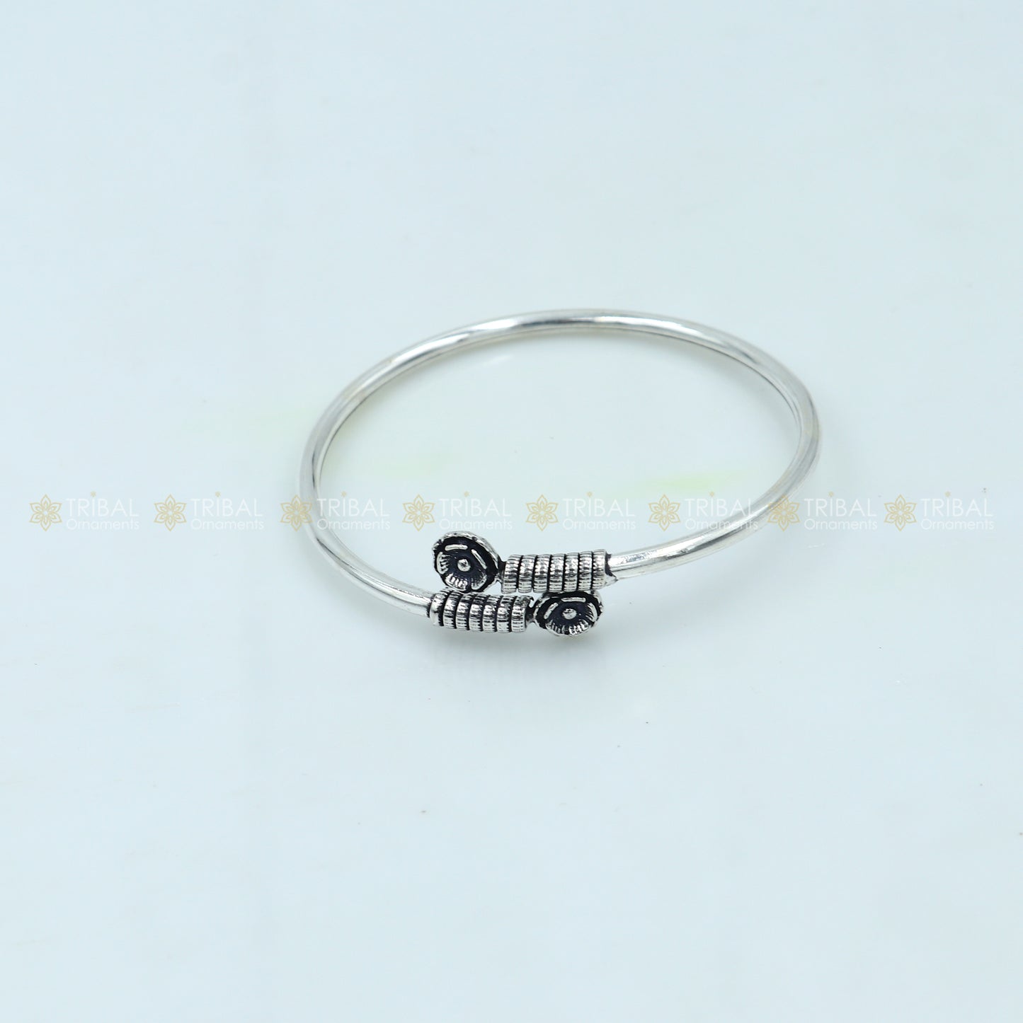 925 sterling silver handmade flower design stylish kada bangle bracelet tribal jewelry nsk871 - TRIBAL ORNAMENTS