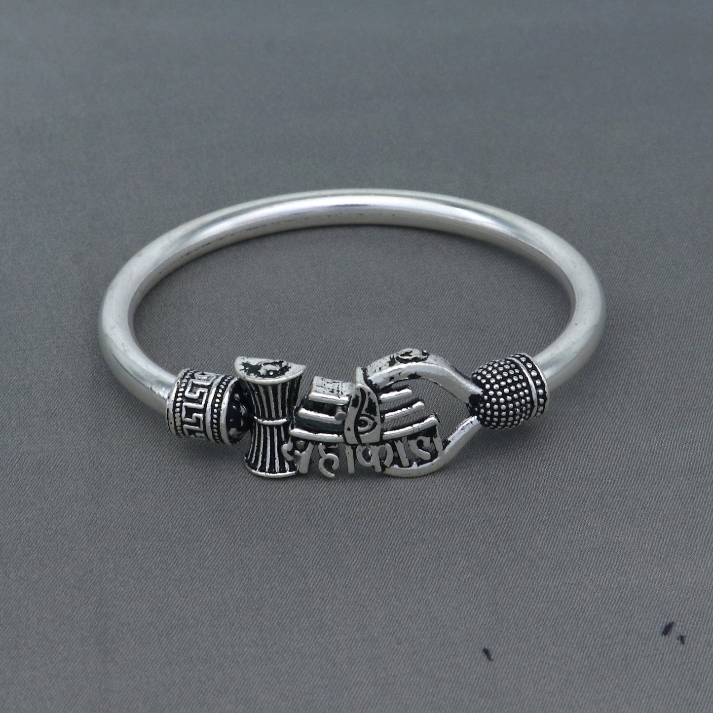 925 sterling silver handmade lord mahakal stylish kada bangle bracelet tribal jewelry nsk856 - TRIBAL ORNAMENTS