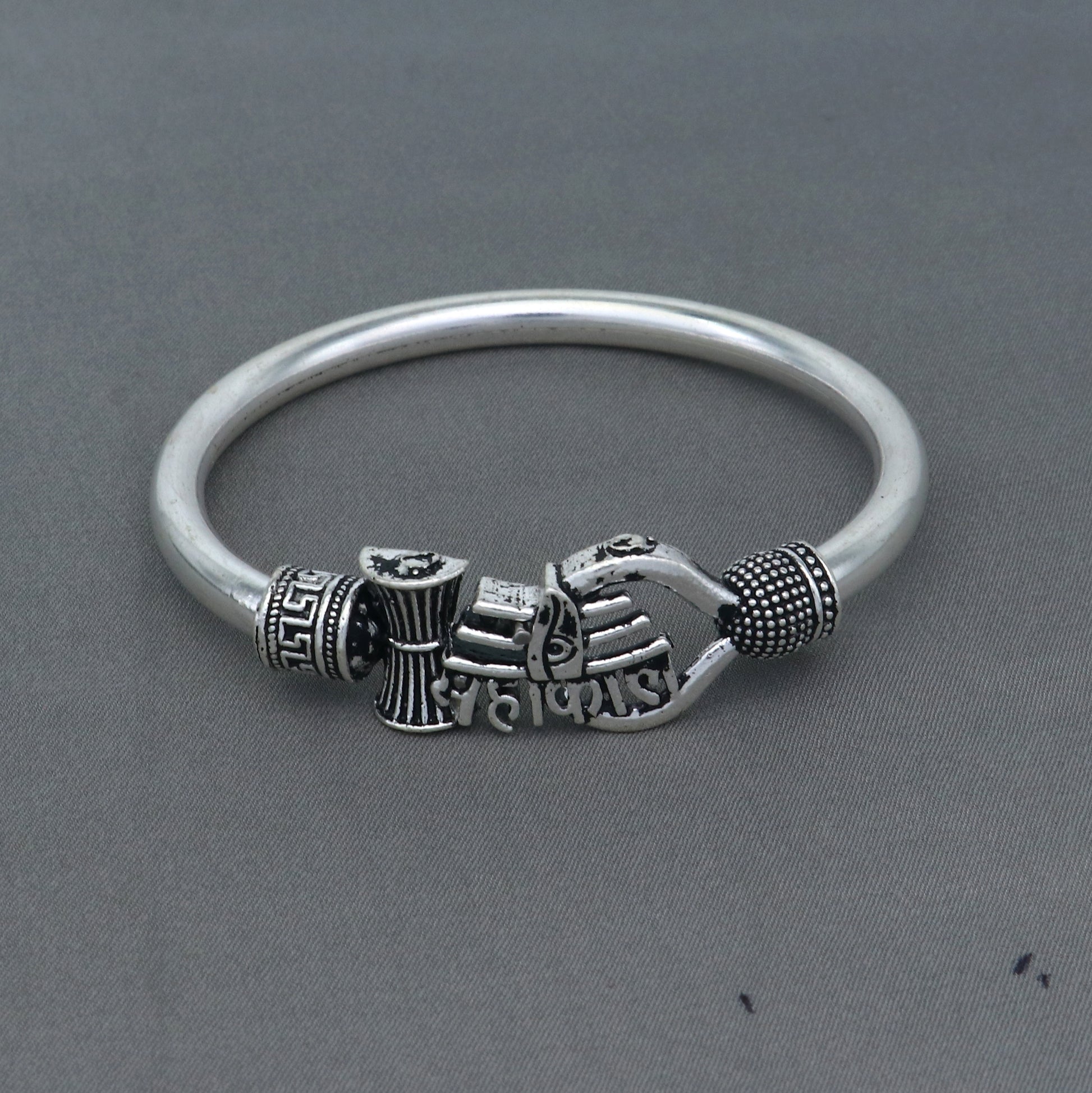 925 sterling silver handmade lord mahakal stylish kada bangle bracelet tribal jewelry nsk856 - TRIBAL ORNAMENTS