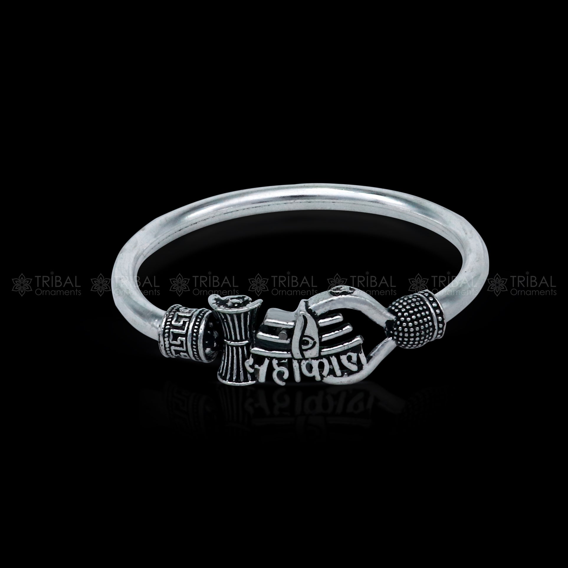 925 sterling silver handmade lord mahakal stylish kada bangle bracelet tribal jewelry nsk856 - TRIBAL ORNAMENTS
